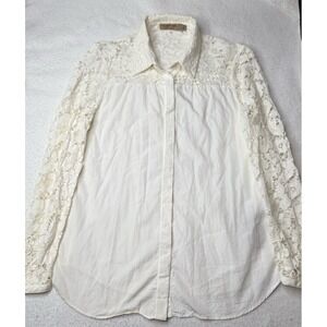 Burberry London Forsythiamf Shirt Womens US 8 White Cotton Nylon Viscose